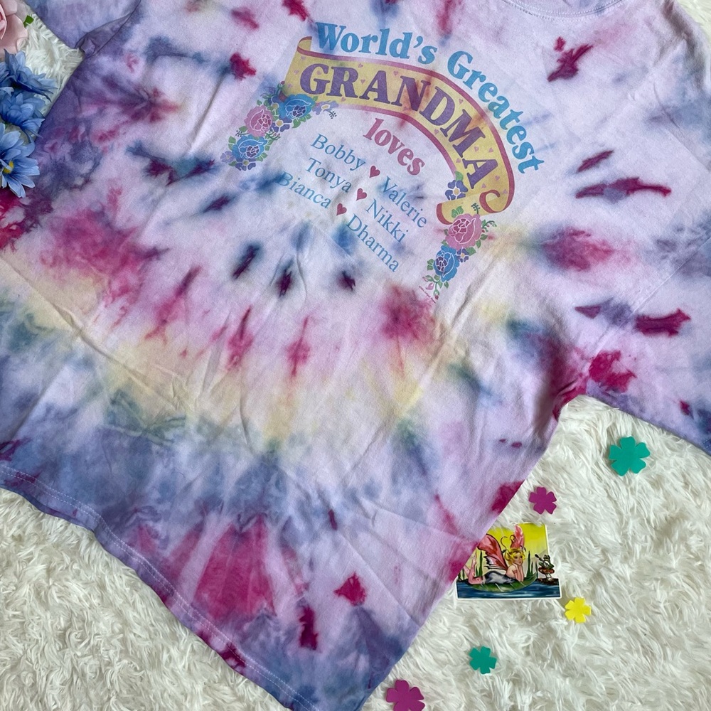 Vintage 1994 floral worlds greatest Grandma tie dye tee - Picture 15 of 15